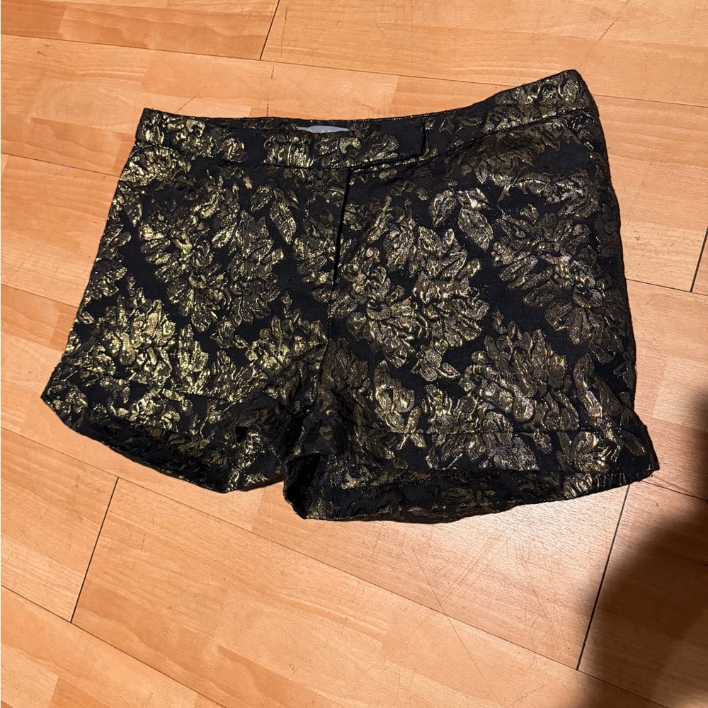Charlotte Russe vintage y2k brocade Jacquard floral gold shorts festival goth 14